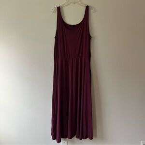 Quince Fit And Flare Tencel Dress XL Burgundy